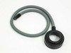 Volpi fiber optic microscope ring light cable — full view showing gray flex cable coiled with black 87mm objective ring mount