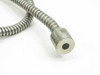 Close-up of the chrome threaded output tip showing the fiber bundle aperture and 0.25-threaded shaft end for attaching dispersing lenses
