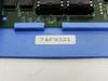 IBM 74F9321 part number label close-up on blue plastic card bracket – white label with black text reading 74F9321