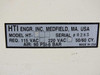 HTI Engineering HT-2 – rating plate label: HTI Engr. Inc. Medfield MA USA, Model HT-2, Serial 0285, 220 VAC, 90 PSI 6 Bar, Made in USA