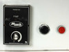 Close-up of Minarik Drives C1XP controller face panel showing POWER ON LED, speed control knob, and UL/CSA certification markings