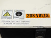 Orion AP-1500MVK-CS warning labels and rating sticker showing 208 VOLTS, Slim Line Air Conditioner, Fed from LE/27,29,31 208V/3PH