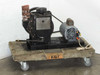 Welch Duo-Seal belt-drive vacuum pump with Dayton 6K376D motor on rolling dolly — right side view showing full assembly