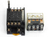 Omron LY4N-D2 relay and PTF14A socket separated — showing relay pin configuration and socket screw terminals