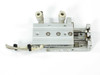 SMC MXS6-20 guided slide cylinder – top-down front view showing port block, mounting holes, and sensor wire routing