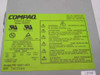 Compaq PS-5201-4C1 rating label showing Part No. 166569-001, Spare 166572-001, Series PS2015, input 100-240V 5.5/2.75A 50-60Hz, 200W MAX output ratings, and Model PS-5201-4C1 serial number 7077581