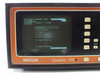 Inficon Quadrex 100 screen close-up showing PROGRAM LOSS and CABLE ERROR warnings and mode menu with six display options