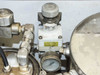 SMC pneumatic valve and pressure gauge detail on lacquer dispensing system plumbing assembly