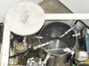 Stainless steel tanks top view – two round tanks with lids and stainless fittings and flexible hoses