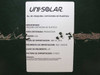 Uni-Solar asset label on rear panel — No. ID: MAQUINA CORTADORA DE PLASTICO, Origin: USA, Import Date: APR 19 2011