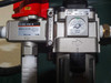 SMC pneumatic components — VHS40-04 lockout valve (0.1–1.0 MPa, Made in Japan) and AW40-04E filter/regulator with pressure gauge