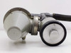 Edwards High Vacuum Changeover Valve — valve body with manual knob actuator and flexible hose connection, angled view