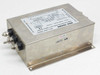 Hua Yeang HUA-9010-3610/36A 3-Phase High Current Line Filter — front-left angled view showing stainless steel enclosure, input terminal studs on left side, and QC label with APR 15 2004 date stamp on top