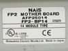 NAIS FP2-BP14 label closeup: AFP25014, FP2-BP14, 14 Module Type, UL Listed, CE mark, Matsushita Electric Works Made in Japan