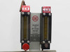 CEC 26-303 Sample and By-Pass Meter assembly close-up showing dual Brooks Sho-Rate flowmeters, CEC logo plate, Catalog 26 011 3 label, and red push-button