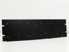 Mallory CGS403U040X4C capacitor bank assembly – front view of blank black 3U rack-mount panel with rack ears
