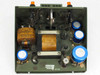 PTC 10190-A interior top-down view — close detail of wound inductor labeled 10244-A with W.U. Tel. Co. and Prototype Transformer Corporation markings, transformer cores, and large blue capacitors