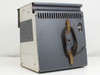 Rear view of Marconi TF 1245 showing ventilation slots and original brown power cable secured with leather strap
