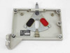 Hitachi 139-0150 Filter Compartment — bottom view showing filter wheel assembly with black and red optical filters and rotary selector mechanism