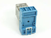 Finder 60.13 relay and Type 90.21 socket assembly — side and rear view showing DIN rail clip and socket mounting spring