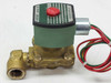 ASCO 8210G34N solenoid valve — left-side view showing brass NPT inlet port and solenoid coil housing with wiring leads