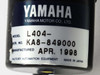 Yamaha Motor Co. Ltd label on motor showing Model L404, Serial No. KA8-849000, Manufactured APR. 1998, Factory Automation Equipment, Made in Japan
