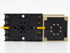 Omron P2CF-08 8-pin socket base bottom view showing screw terminals and octal pin socket, with E5C2 controller body alongside