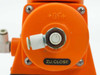 Georg Fischer +GF+ actuator close-up of ZU/CLOSE port with push-in air fitting and +GF+ embossed housing