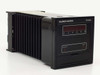 Eurotherm 831/20A240V/LVS-FC/M Digital Power Controller — front-right three-quarter view showing LED amp display, heatsink fins, and panel mount bracket