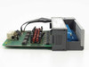 Allen Bradley 1746-OB16 SLC 500 output module – right-side angled view showing module housing, PCB, capacitors, and ribbon cable