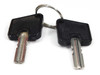 Two A2SHCPU key switch keys on metal ring – standard Mitsubishi PLC keys included with the system