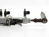 SMC CDM2B20-50+30-H pneumatic cylinder close-up of right rod end and fittings showing corrosion on rod end hardware