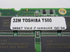 Transcend 32-1BM 32MB SO-DIMM – close-up of QC label reading 32M Toshiba T500 and LGS GM71VS16163CLT6 memory chip markings