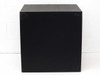 Aerofeed silk screen storage cabinet side view showing black powder-coat exterior and minor corner wear