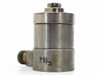 Teledyne Taber 206 Pressure Transducer – opposite side view showing male NPT threaded pressure port at bottom and handwritten PN2 inventory label on body