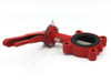 Bray Series 31 3-inch wafer butterfly valve with red lever lock handle — 3/4 angle view showing disc face and body