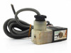 SMC VX2130M direct operated solenoid valve front view with lead wire and coil connector cap