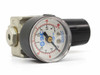 SMC NAR2000-N02 air pressure regulator with circular gauge showing kgf/cm² and psi scales – front-left angle view