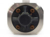 SMC SRH4100-03 – outlet port end view showing stainless steel hex face with four mounting screws and center plug
