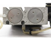 Koganei CS-TBDA16x30 – end view showing twin bore piston rod end caps with aluminum body and surface wear