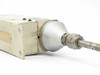 Koganei DTRY-ELB01 ionizer nozzle end closeup showing conical aluminum nozzle tip and threaded rod fitting