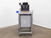 Misco MX1-710-000-2 plastic sheet mill punch system – front view on aluminum extrusion frame with casters, punch head assembly on top