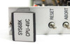 Force Computers SYS68K/CPU-4VC front panel label closeup showing model name and RESET and ABORT toggle switches