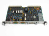Hughes 7742911 Utility VME Board Card front component side showing ICs, memory chips, DB9 connectors and front panel