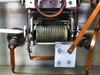 Drytek S100 RF Wafer Power System – close-up of Cardwell roller inductor coil with copper bus strap connections and drive gear mechanism
