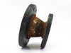 Kerkau A105 pipe flange reducer – side profile view showing full height and both flange faces with surface rust on neck