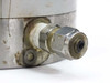 Sawatec SP-177 dosing pump – close-up of secondary port fitting showing compression nut and ferrule with corrosion and chemical residue on housing