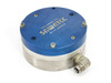Sawatec SP-177 diaphragm dosing pump – top view showing blue anodized aluminum cap with gold Sawatec logo and SP-177 marking, stainless steel body with outlet fitting at right