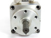 Koganei RANS50-190 rotary actuator — front face view showing keyed output shaft and bolt-pattern mounting flange
