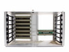 Netstal Sycap AMS-MBUS 7-Slot chassis – rear angle view showing full card slot array and backplane connector rows